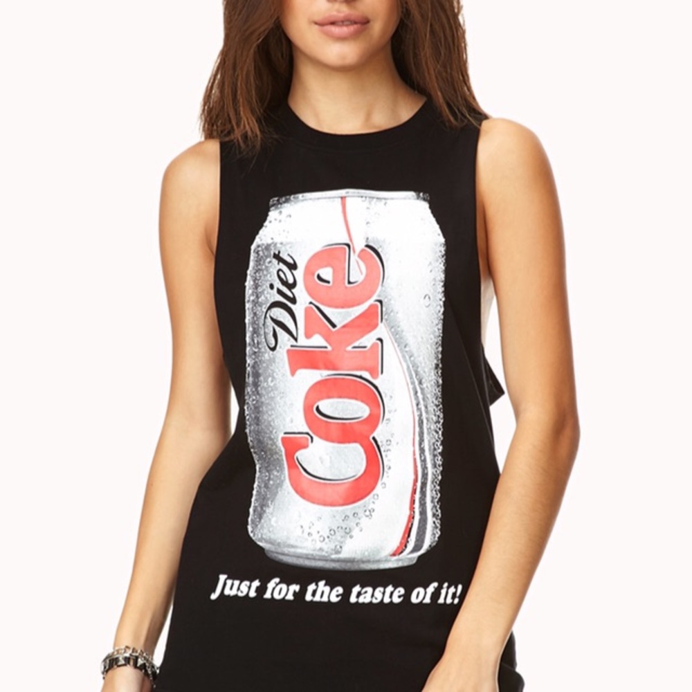 Sleeveless Black T with Diet Coke can graphic