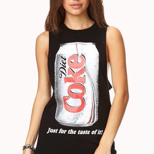 Sleeveless Black T with Diet Coke can graphic