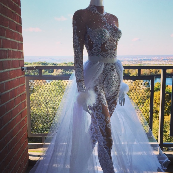 Royalicious Pants - Arctic Queen Embellished Sequin Tulle Jumpsuit