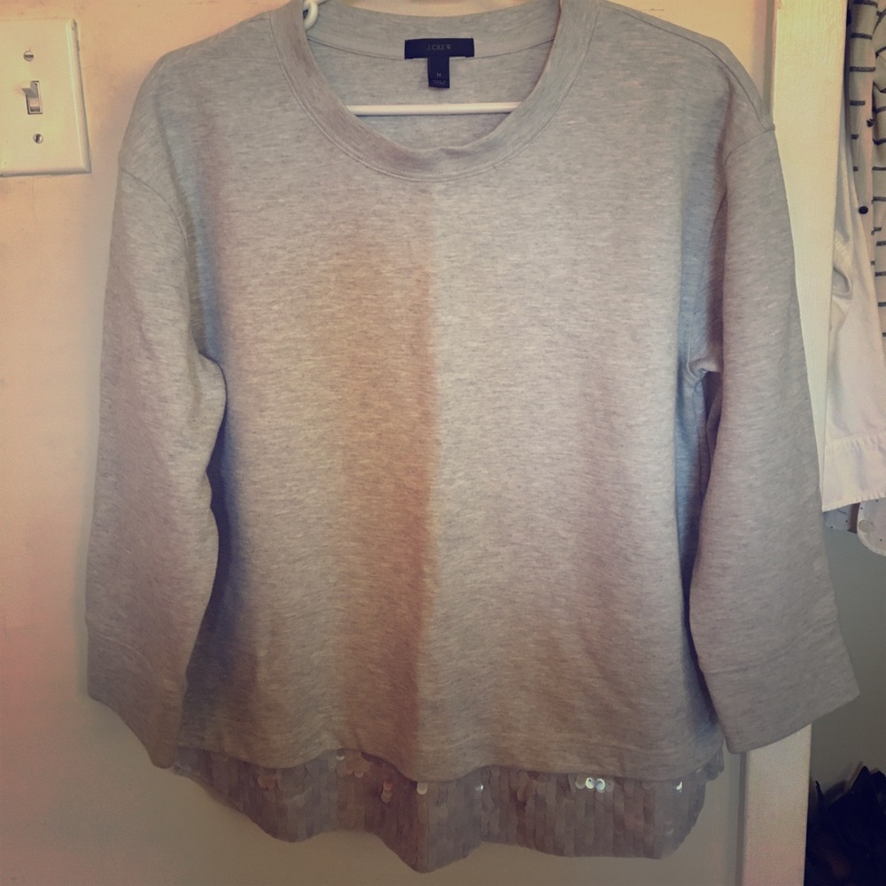 J. Crew Grey Crewneck Sweatshirt with Sequins