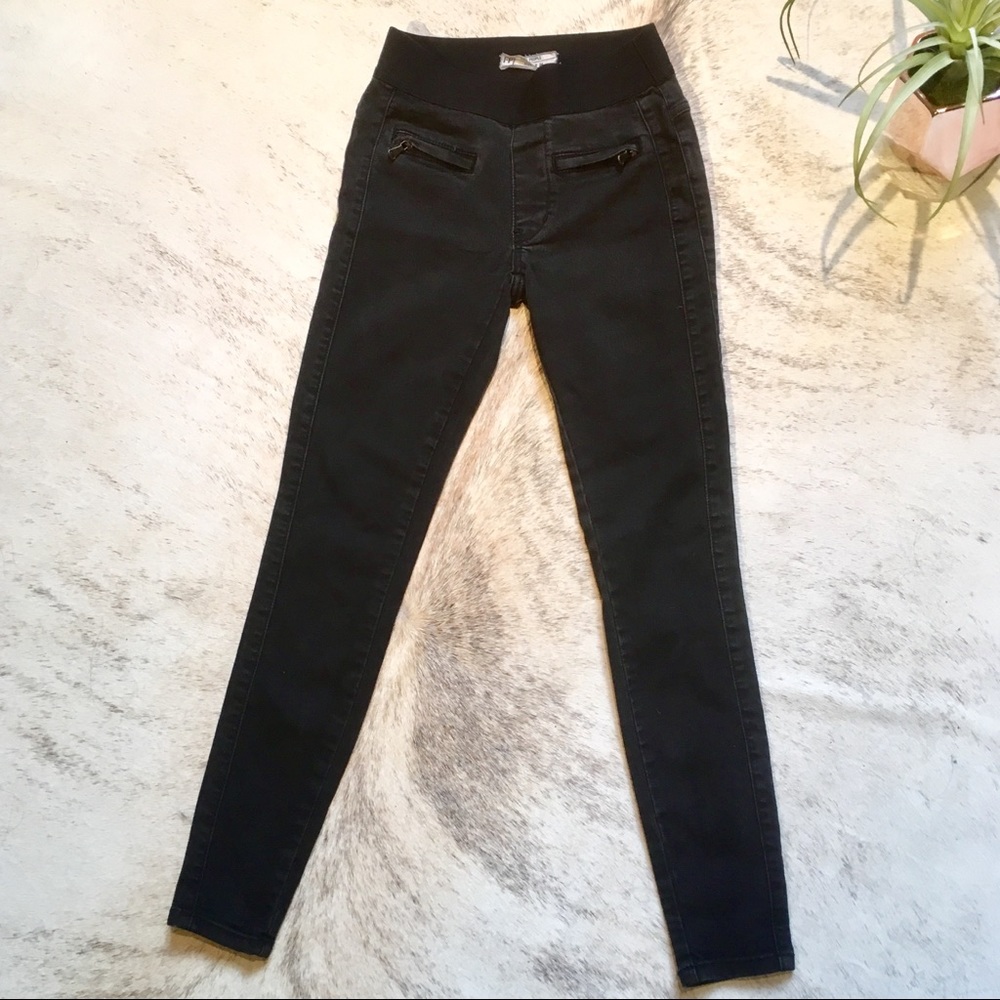 Free People Black Mid Rise Tuxedo Jeggings 24