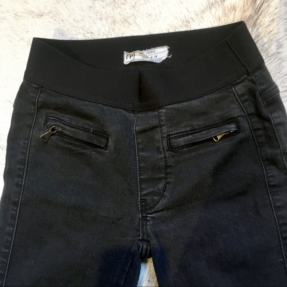 Free People Black Mid Rise Tuxedo Jeggings 24 - Picture 5 of 7