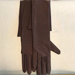 Elbow Black Satin Gloves