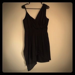 Black, cocktail length (short), asymmetrical dress