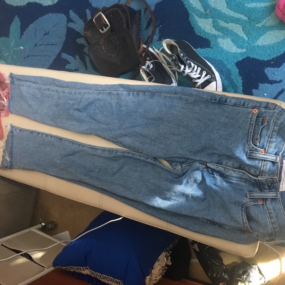 High rise vintage colored light wash skinny jeans