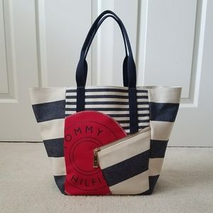 👜 TOMMY HILFIGER Canvas nautical tote navy