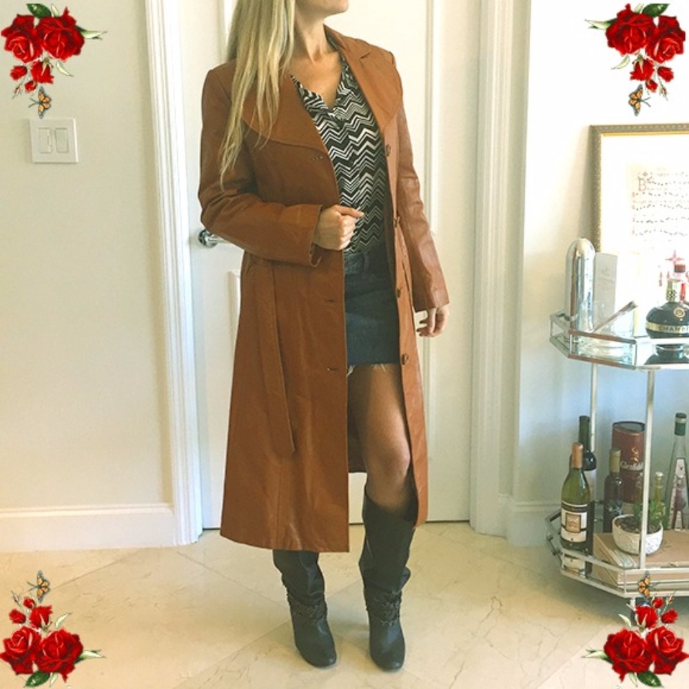 VINTAGE! Leather Trench Coat