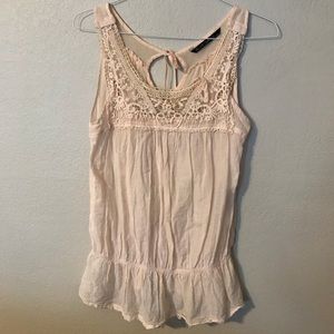 ZARA pink lace and cotton peplum top