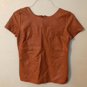 GIANNI BINI brown faux leather top