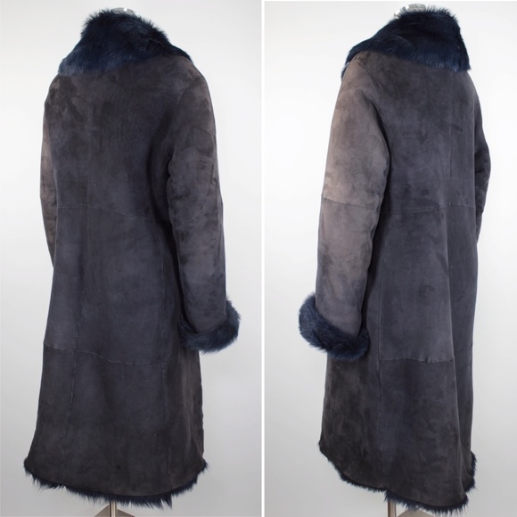 Donna Karan Toscana Fur Lamb Shearling Duster Coat - Picture 6 of 8
