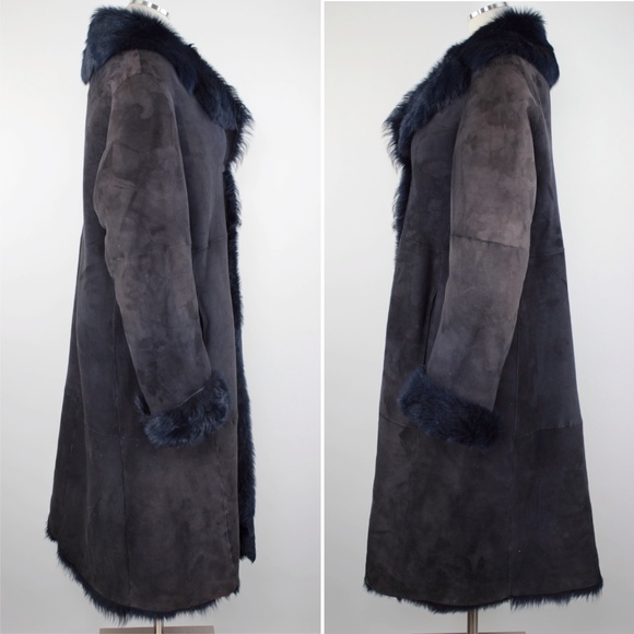 Donna Karan Toscana Fur Lamb Shearling Duster Coat - Picture 5 of 8