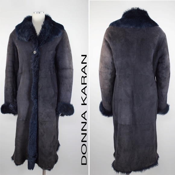 Donna Karan Toscana Fur Lamb Shearling Duster Coat - Picture 3 of 8