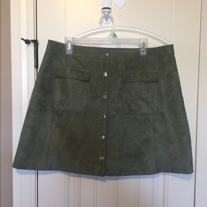 Green button skirt