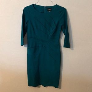ADRIANA PAPELL teal ponte pencil dress