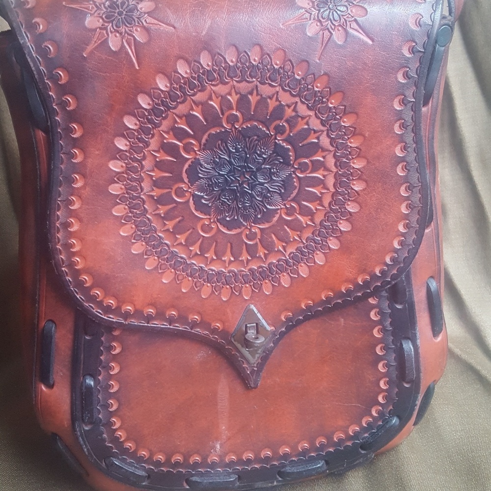 Tooled leather bag