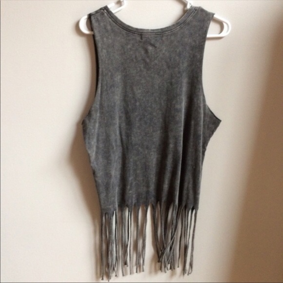 Sugar High Gray Fringed Western Tank - Picture 7 of 8