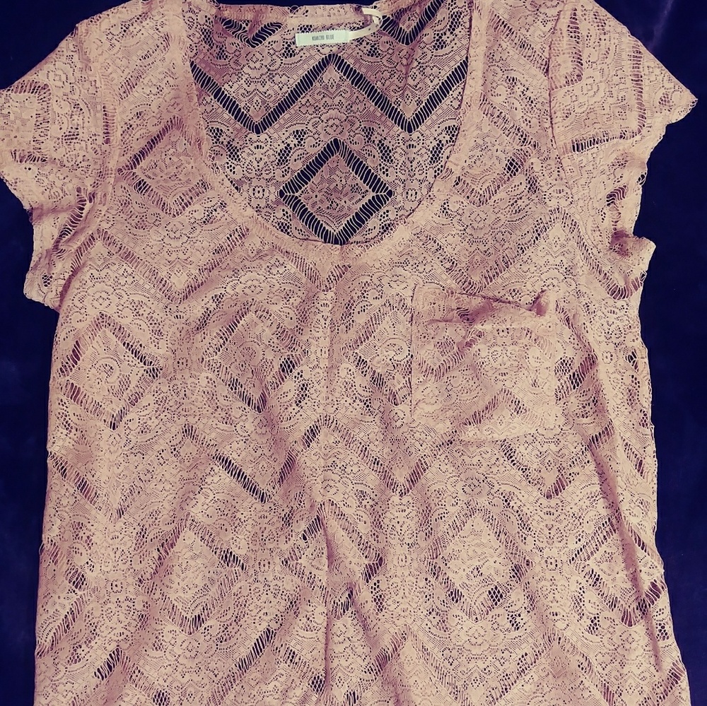 URBAN OUTFITTERS KIMCHI BLUE pink lace t-shirt