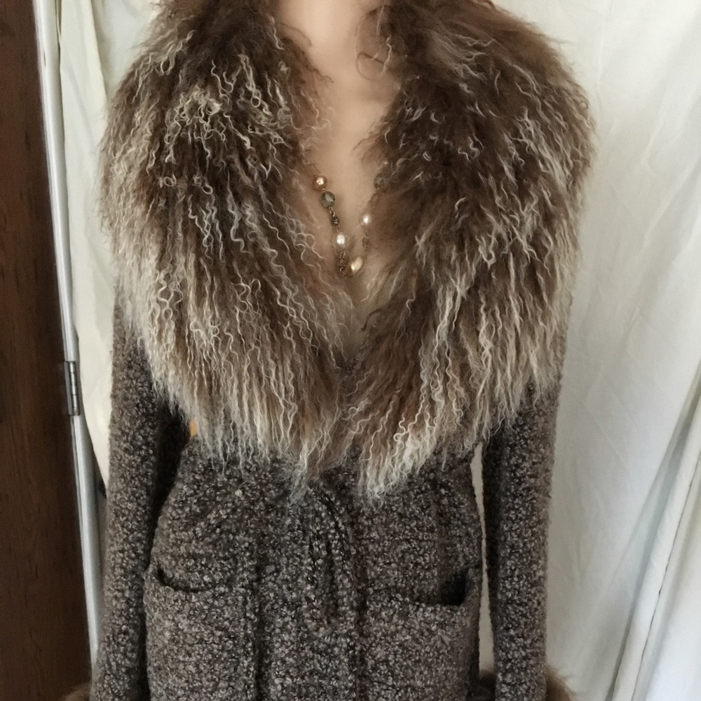 Luxurious Fur Trimmed Sweater by GEEN MORGAN SZ 40