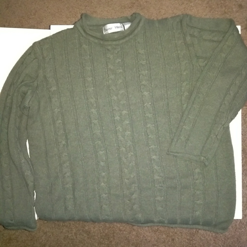 Olive Green Baxter & Wells Men's Sweater -- Used