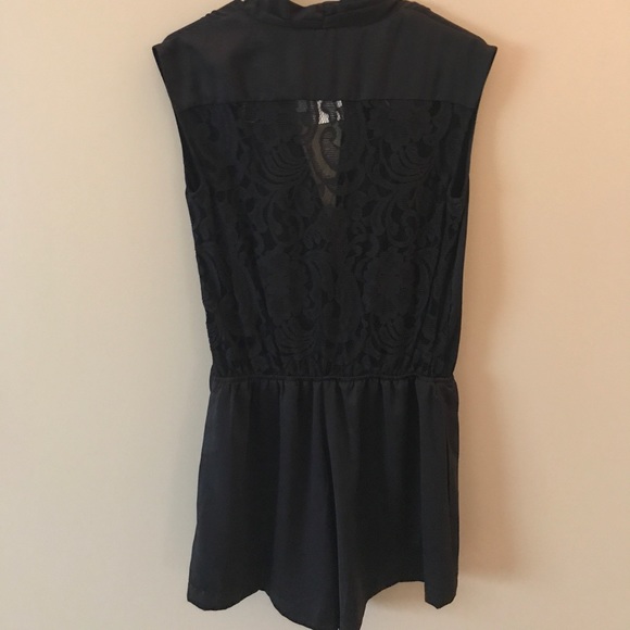 Black Silk Romper NWT.  Lace back detail. - Picture 2 of 4