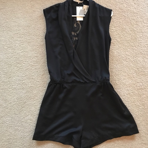 Black Silk Romper NWT.  Lace back detail. - Picture 3 of 4