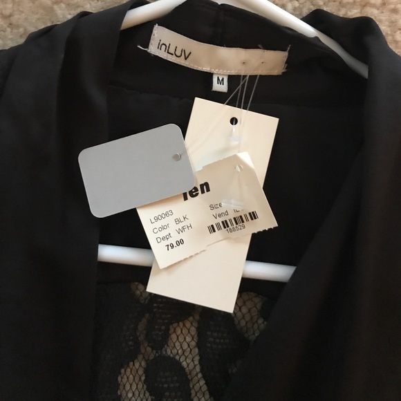 Black Silk Romper NWT.  Lace back detail. - Picture 4 of 4