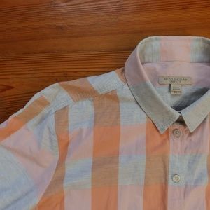 Cotton Burberry Button up Blouse XL Orange & Grey