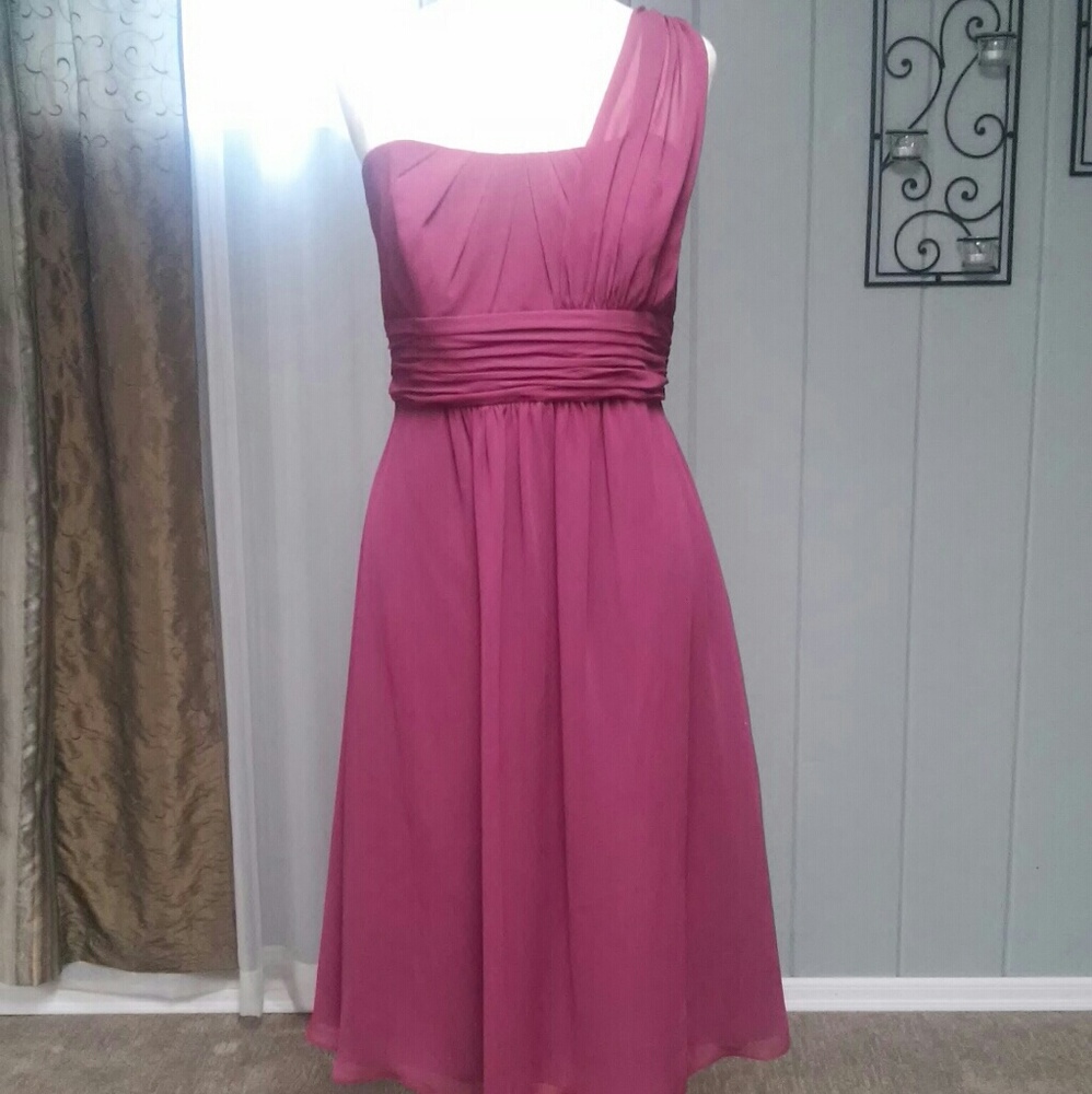 Berry Chiffon One Shoulder Cocktail Dress