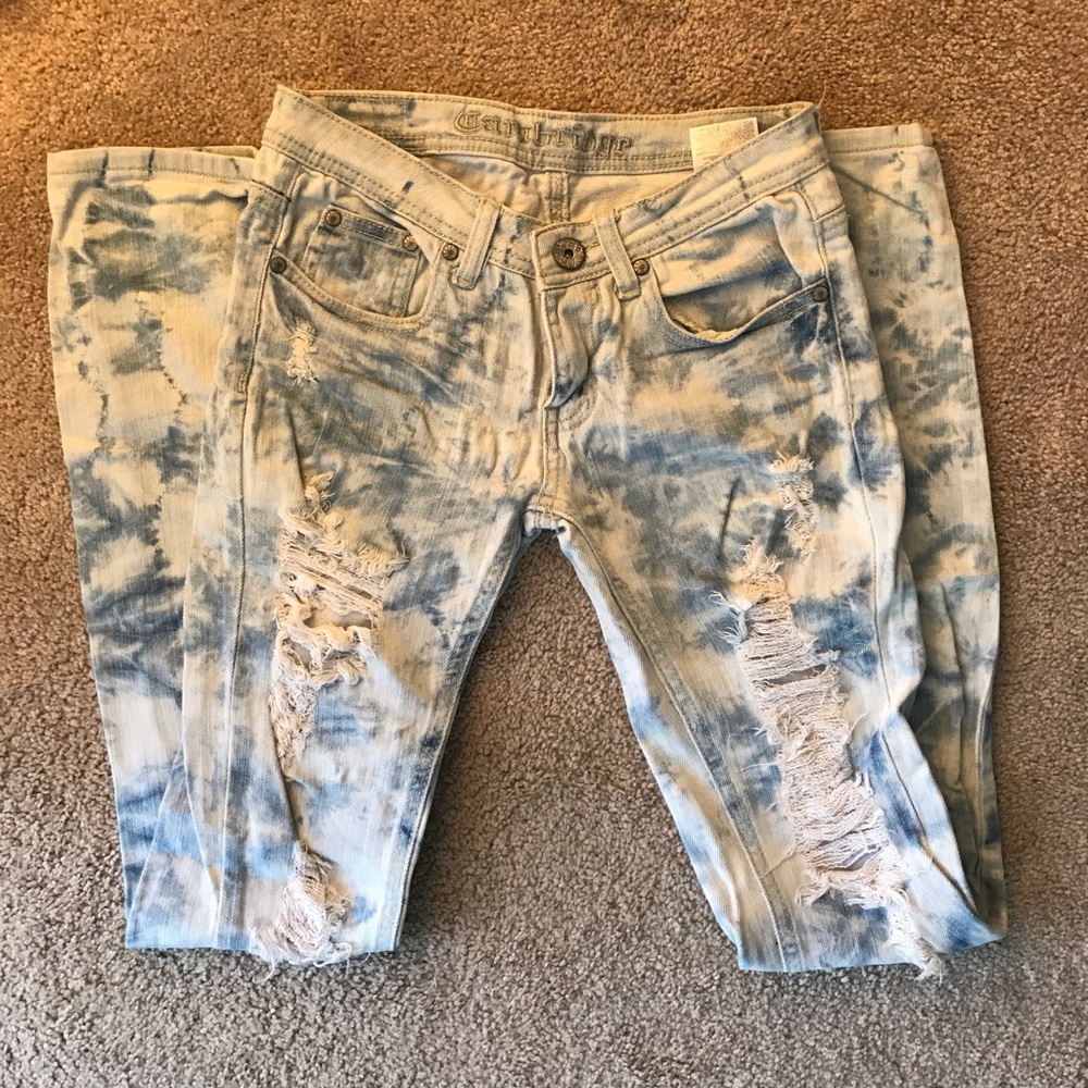 Distressed Acid-wash jeans
