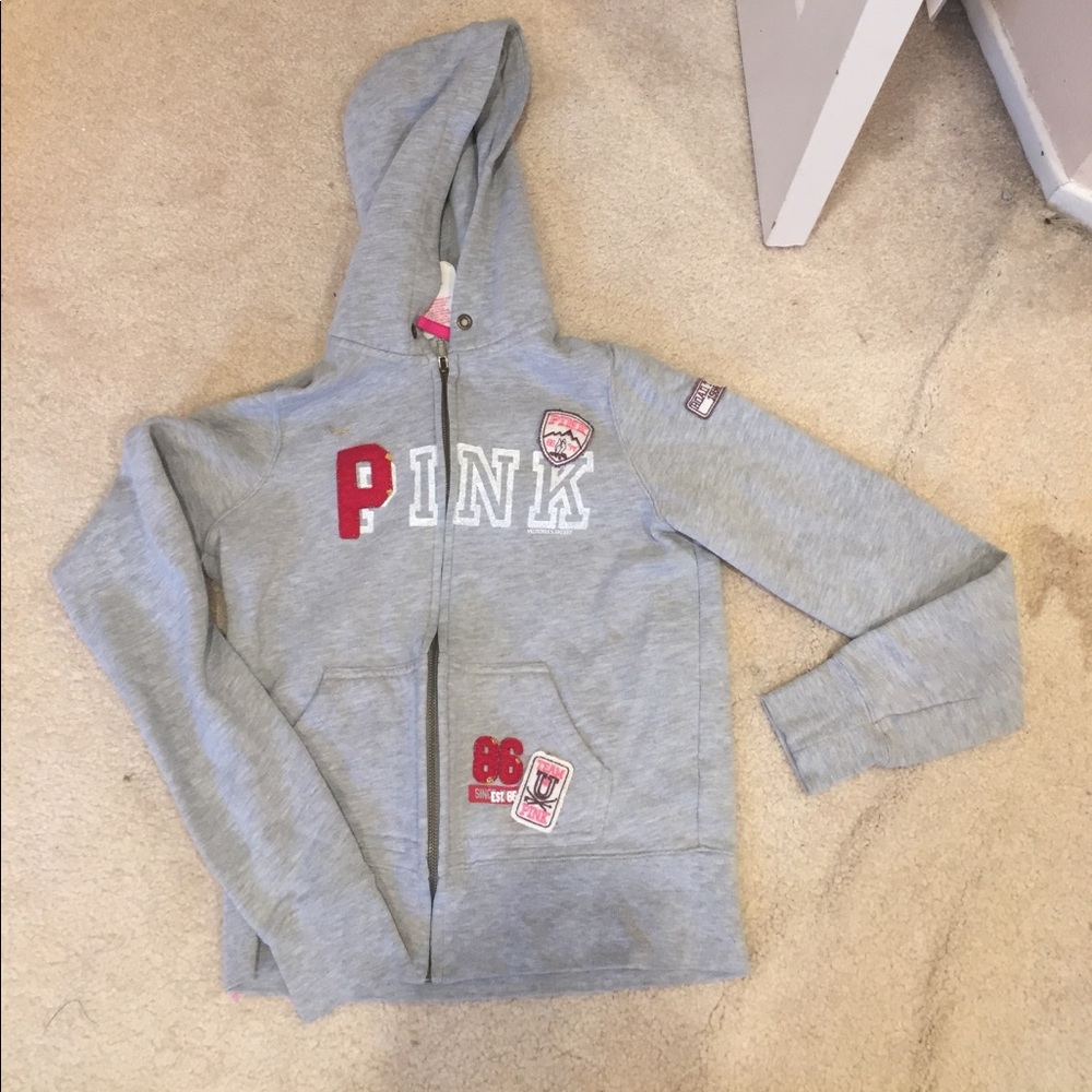 Pink full zip sweater