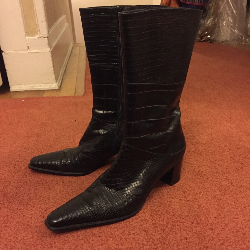 Vintage Via Spiga Snakeskin Heeled Boots