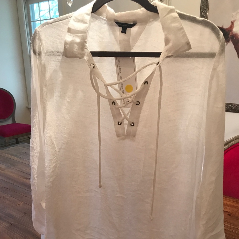 NWT White tie up top