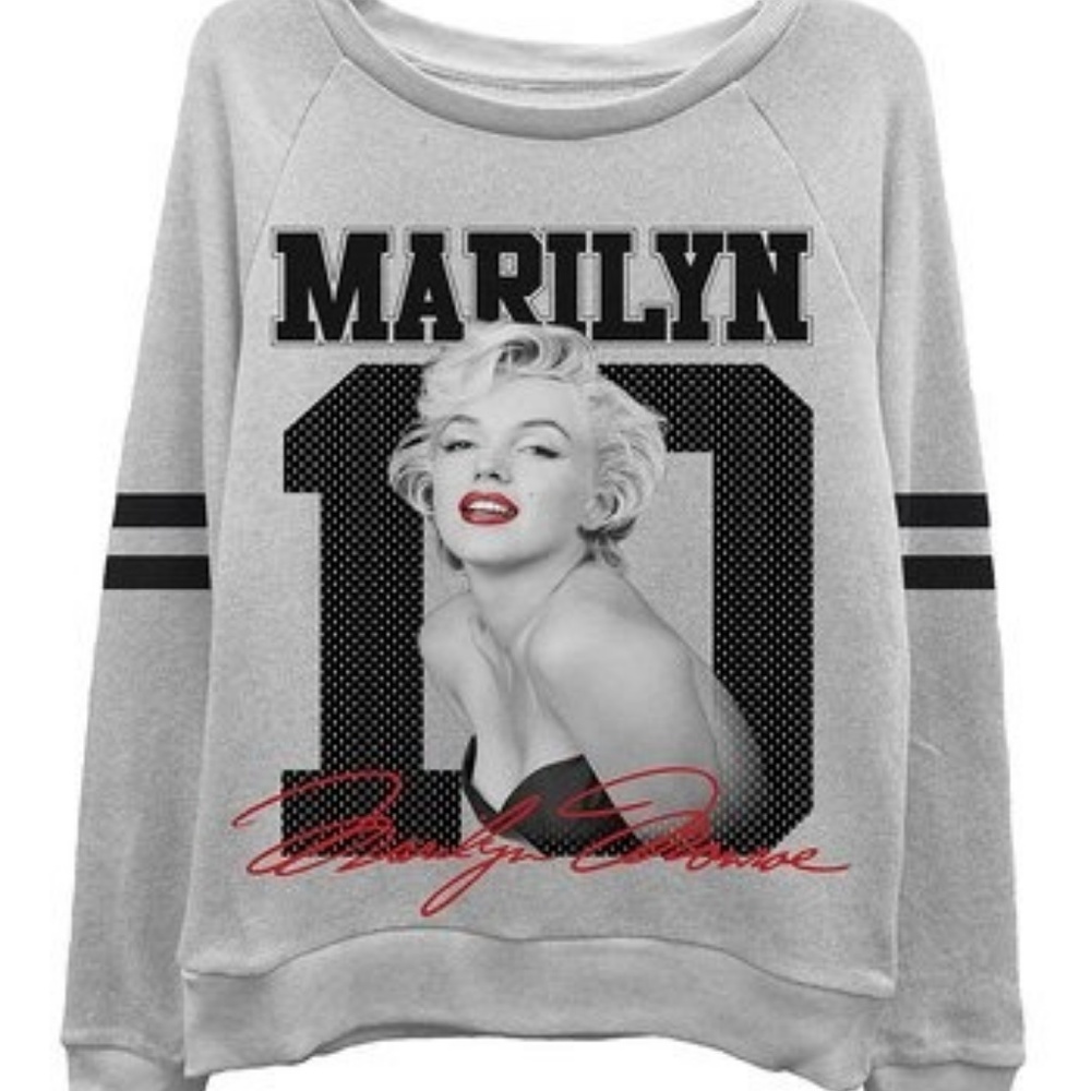 Gray Marilyn Monroe Jersey Sweatshirt -L