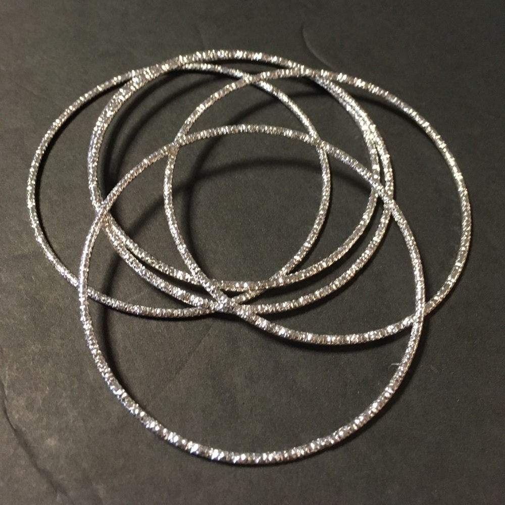 Set of 5 Sterling Silver Bangle Bracelets -