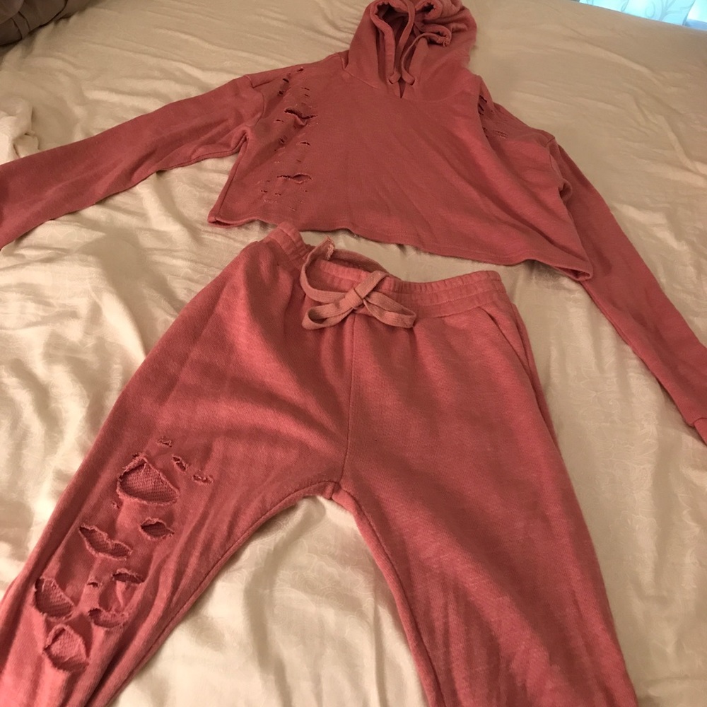 Pink ripped up sweatsuit