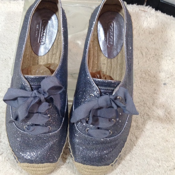 $$⬇️Coach silver sparkle espadrilles - Picture 2 of 7