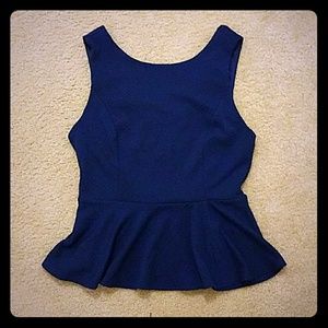 Forever 21 Blue Sleeveless Peplum top (large)