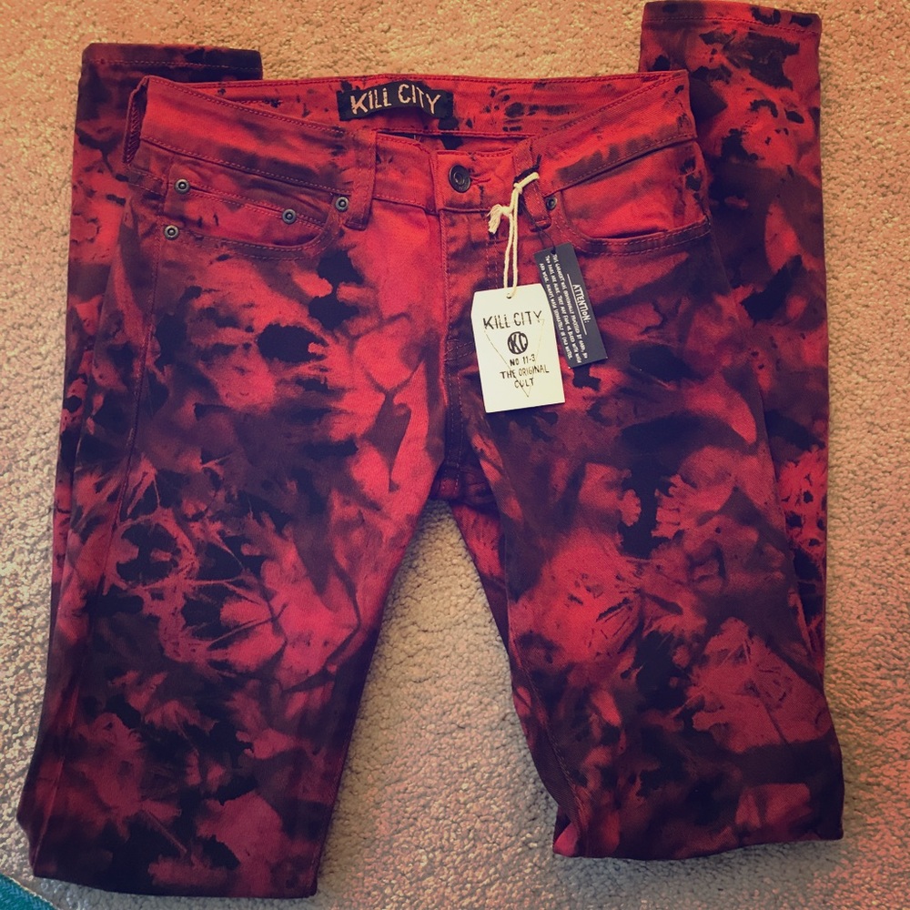 Acid-wash skinny jeans