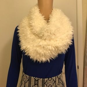 White Furry Infinity Scarf