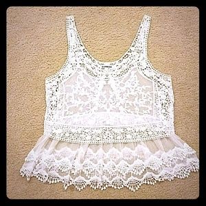 Express Sheer white lace tank blouse