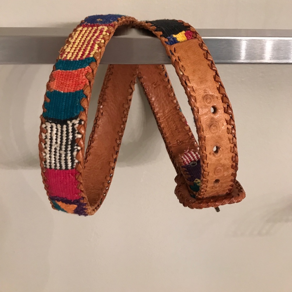 Embroidered leather belt