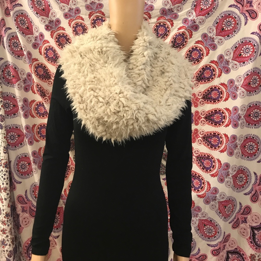 Cream Soft Cozy Fluffy Infinity Scarf