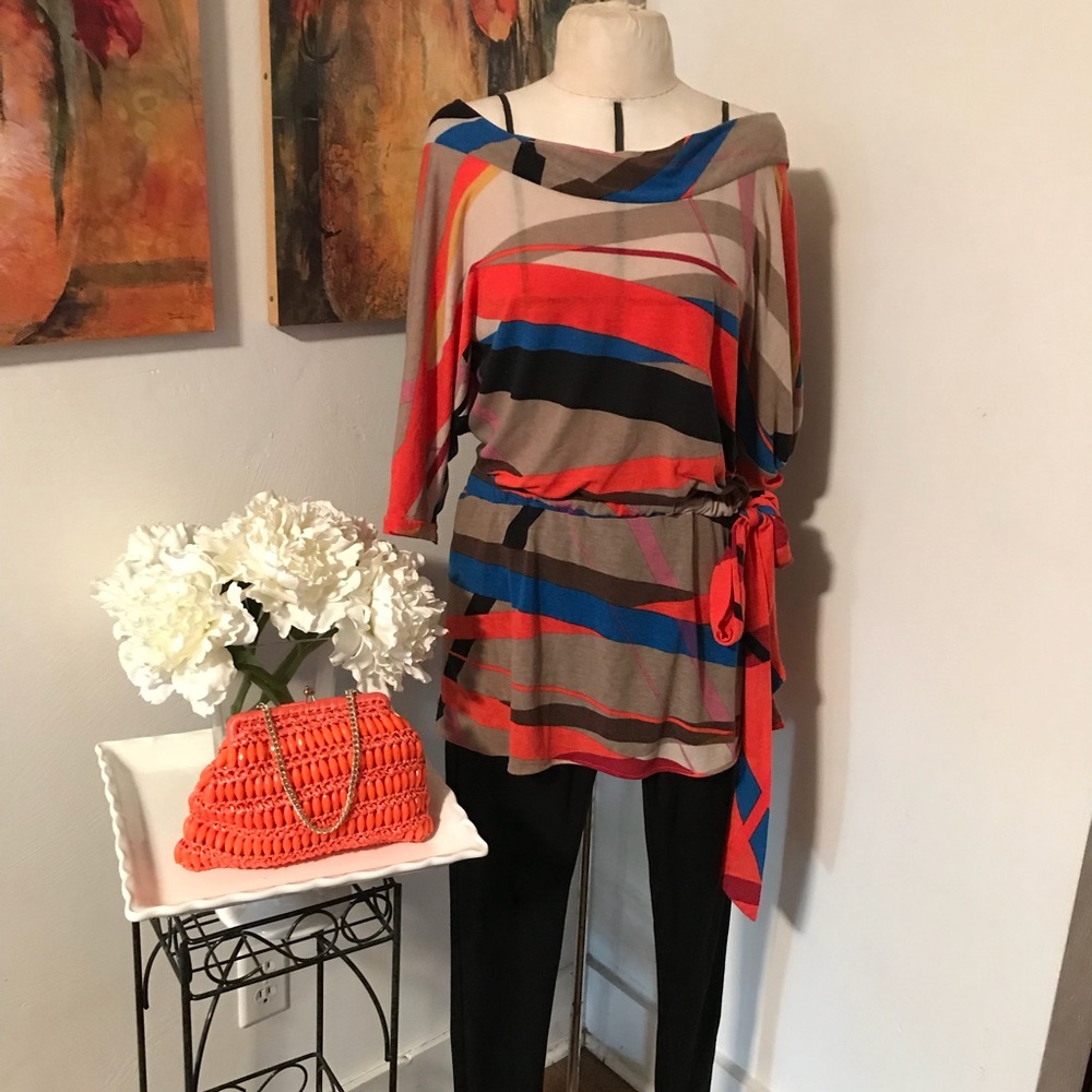 Striped tunic with low back