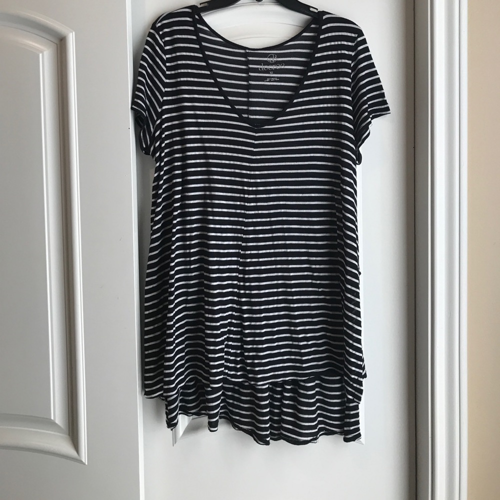 High-Low Striped Blouse