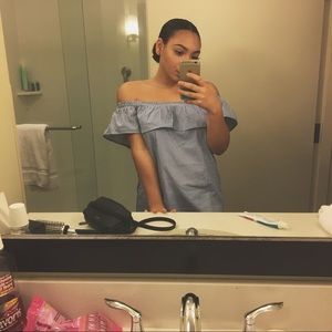 Blue and white stripe dress