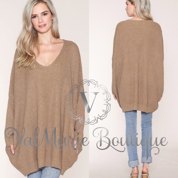LAST 1- MOCHA OVERSIZED SWEATER - Picture 2 of 2