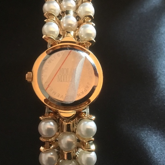 Watch ~Nolan Miller ~Pave Crystal , faux Pearl - Picture 4 of 5