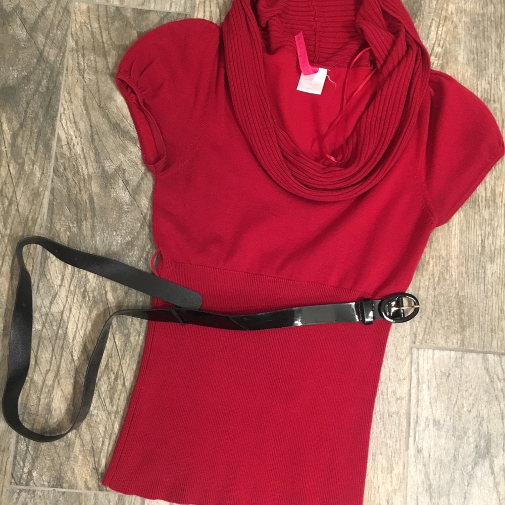 Festive red shirt with belt