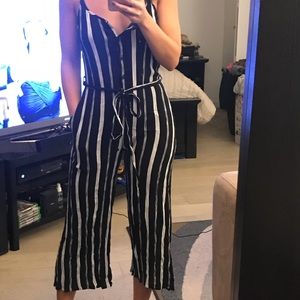 Black and white striped jumpsuit