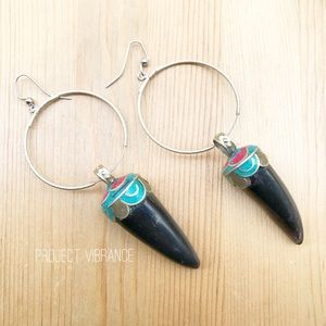 Wooden Turquoise & Coral Cap